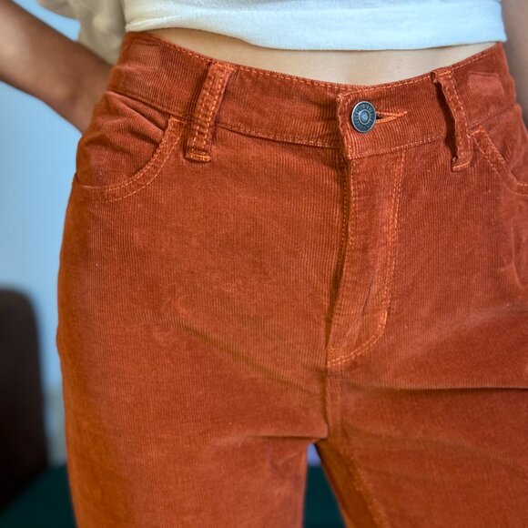 We The Free Skinny Fit Corduroy Pants High Rise Frayed Hem in Chestnut Brown - Picture 4 of 13